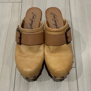 Free People Camel Leather Mules